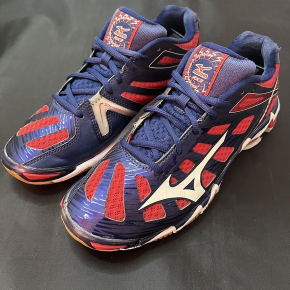 Mizuno Wave Lightning RX3 Running Volleyball Shoes Womens Size 9 Red White Blue - Picture 1 of 6